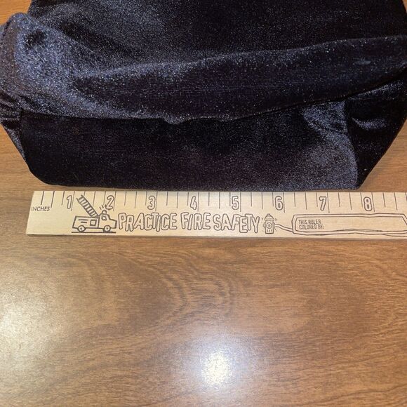 Victoria Secret Black Velvet Satchel Bag Purse Gift Bag Pearl Heart Charm Small - Picture 3 of 11